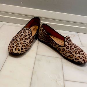 stuart weitzman calf hair cheetah loafers size 6.5
